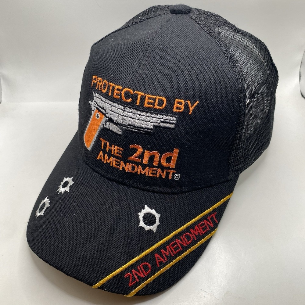 Protected By The 2nd Amendment Gun Rights Bullets NRA Black Cap Hat SnapBack